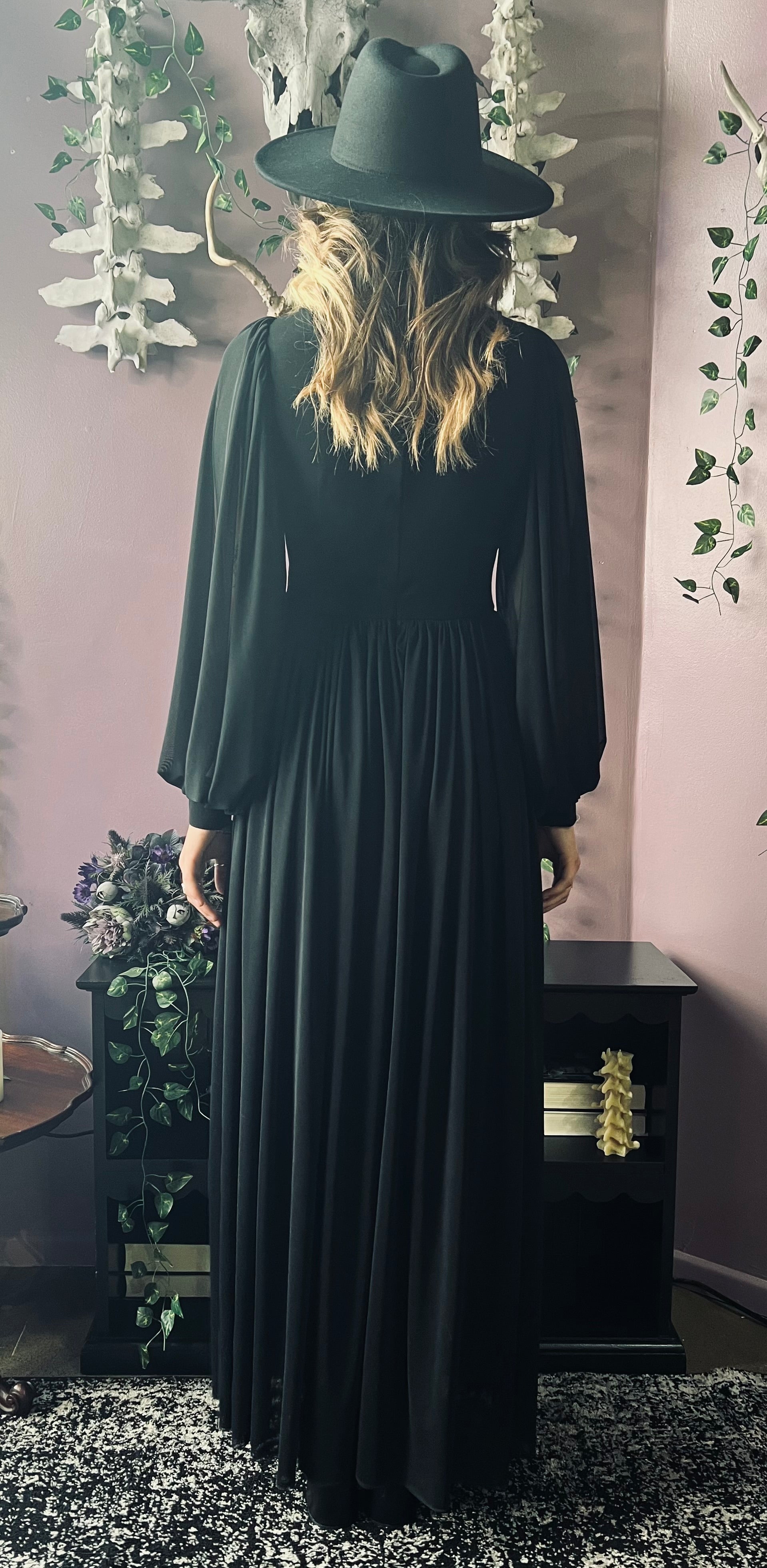 Minerva - Hauntingly Dramatic Mesh Maxi Dress with Built In Shorts
