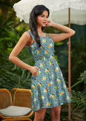 Stretch Cotton Skater Dress Cats