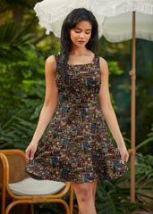 Stretch Cotton Skater Dress Spellbinding Print