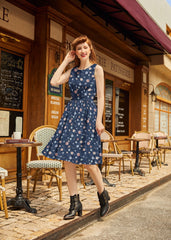 Vintage Style Midi Dress Planets