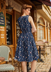 Vintage Style Midi Dress Planets