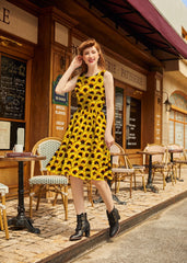 Vintage Style Midi Dress Sunflowers