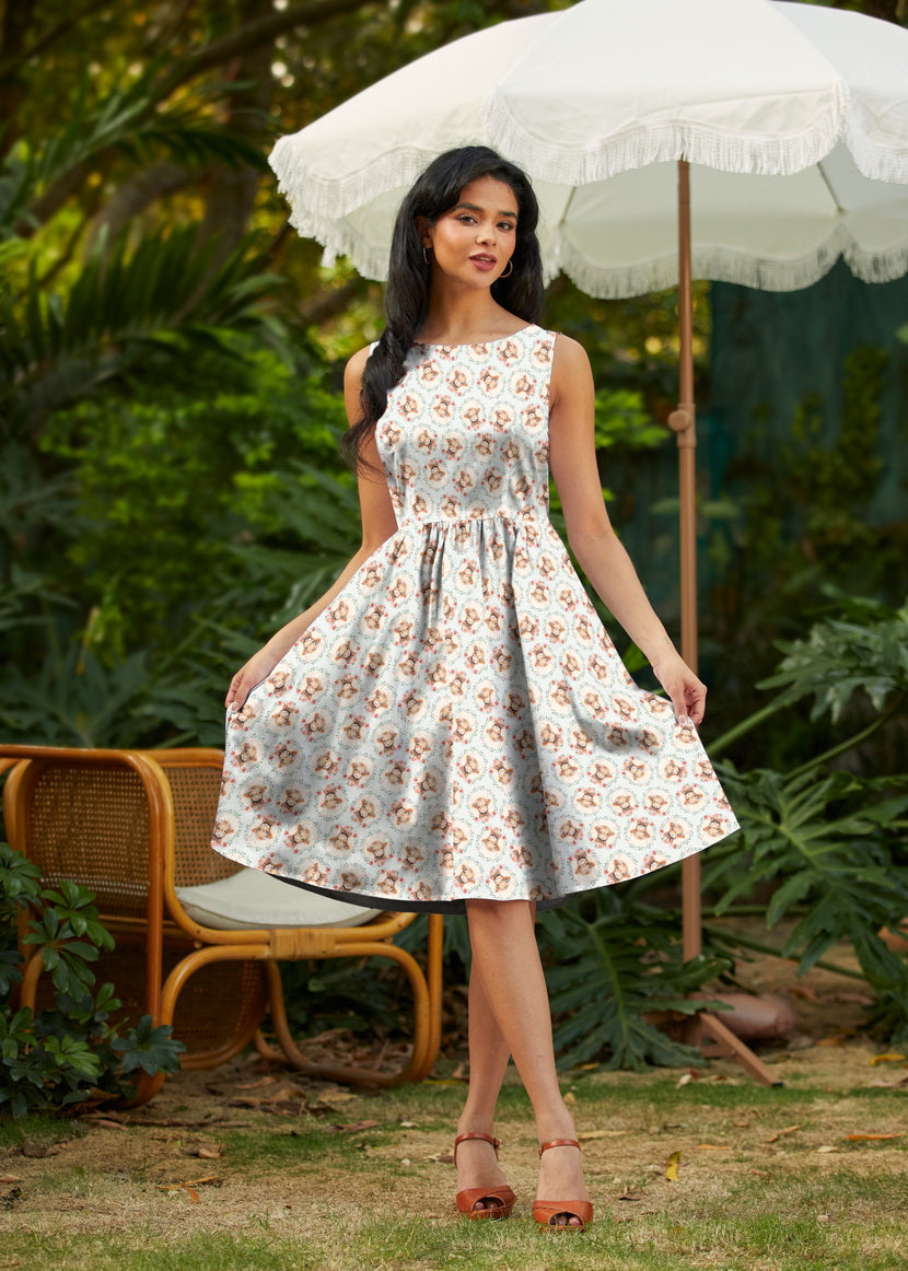 Vintage Style Midi Dress Cows
