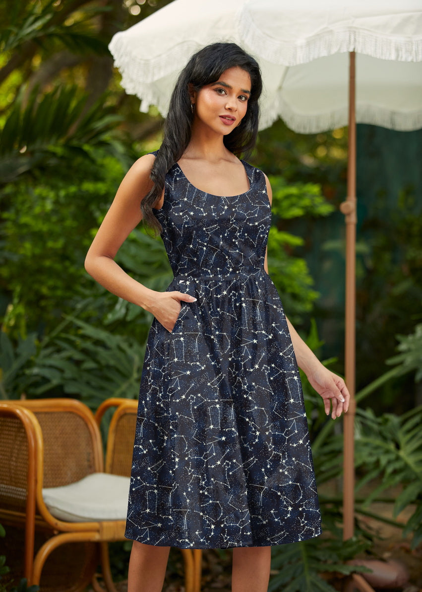 Retro Fit & Flare Dress Glow in the Dark Constellations