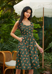 Retro Fit & Flare Dress Chipmunks