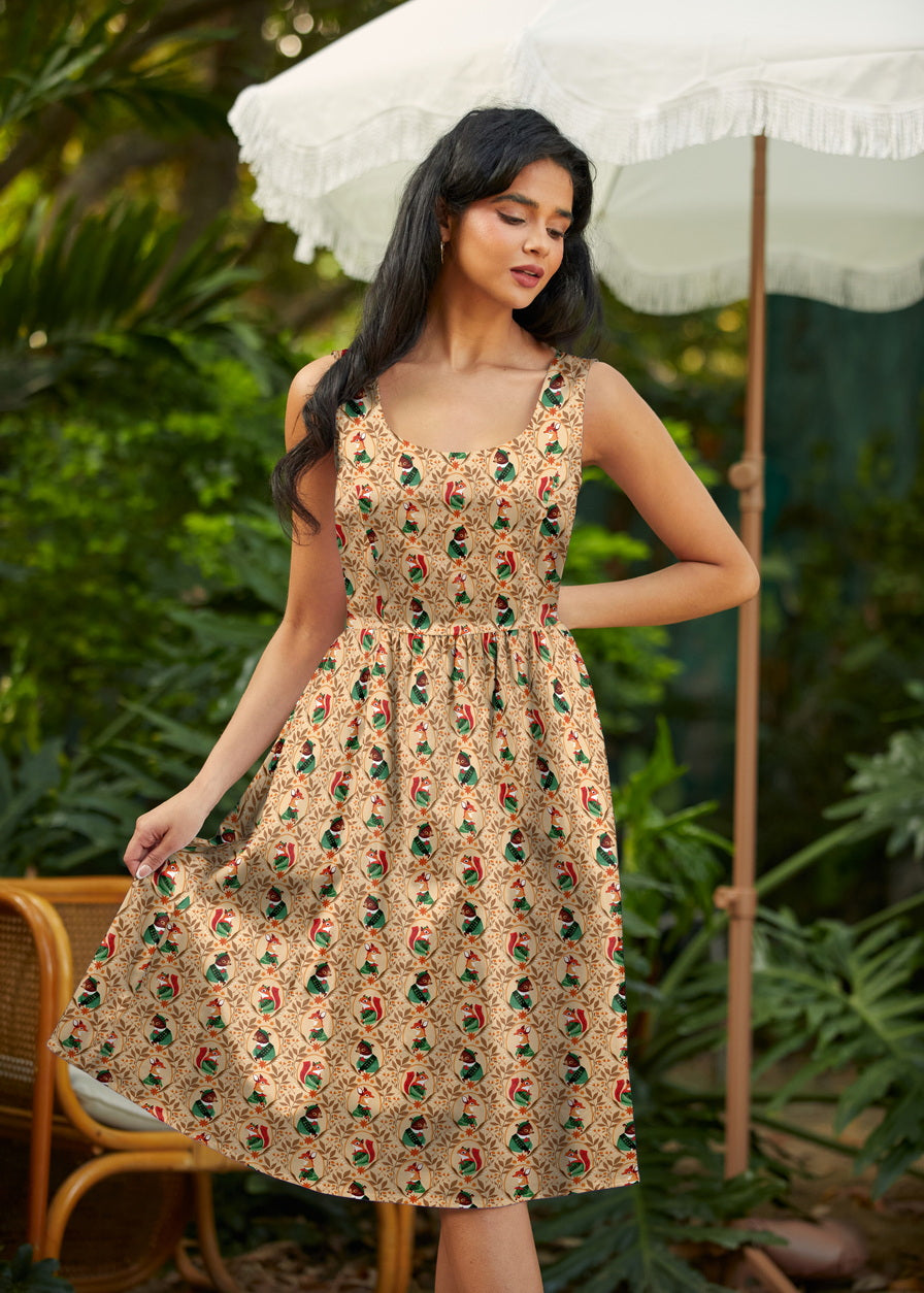 Retro Fit & Flare Dress Woodland Scout