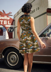 Retro Mod Collared Dress Safari