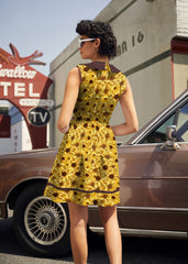 Retro Mod Collared Dress Sunflower