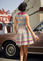 Retro Mod Collared Dress Rainbow Drop