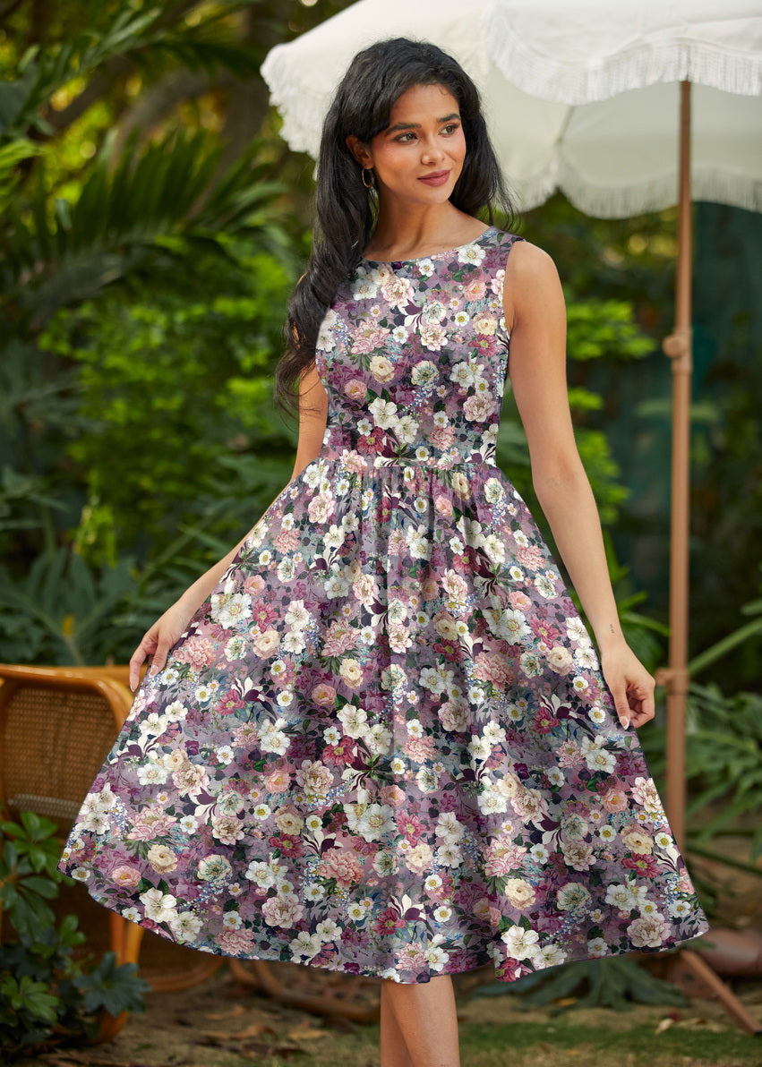 Vintage Style Midi Dress Floral