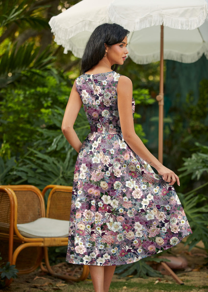 Vintage Style Midi Dress Floral