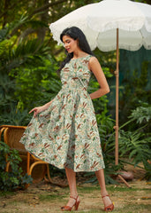 50s Style Cotton Midi Swing Dress - Cottage Tales