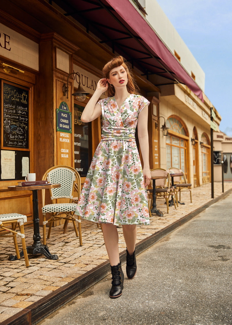 Greta Surplice Dress Pink Floral