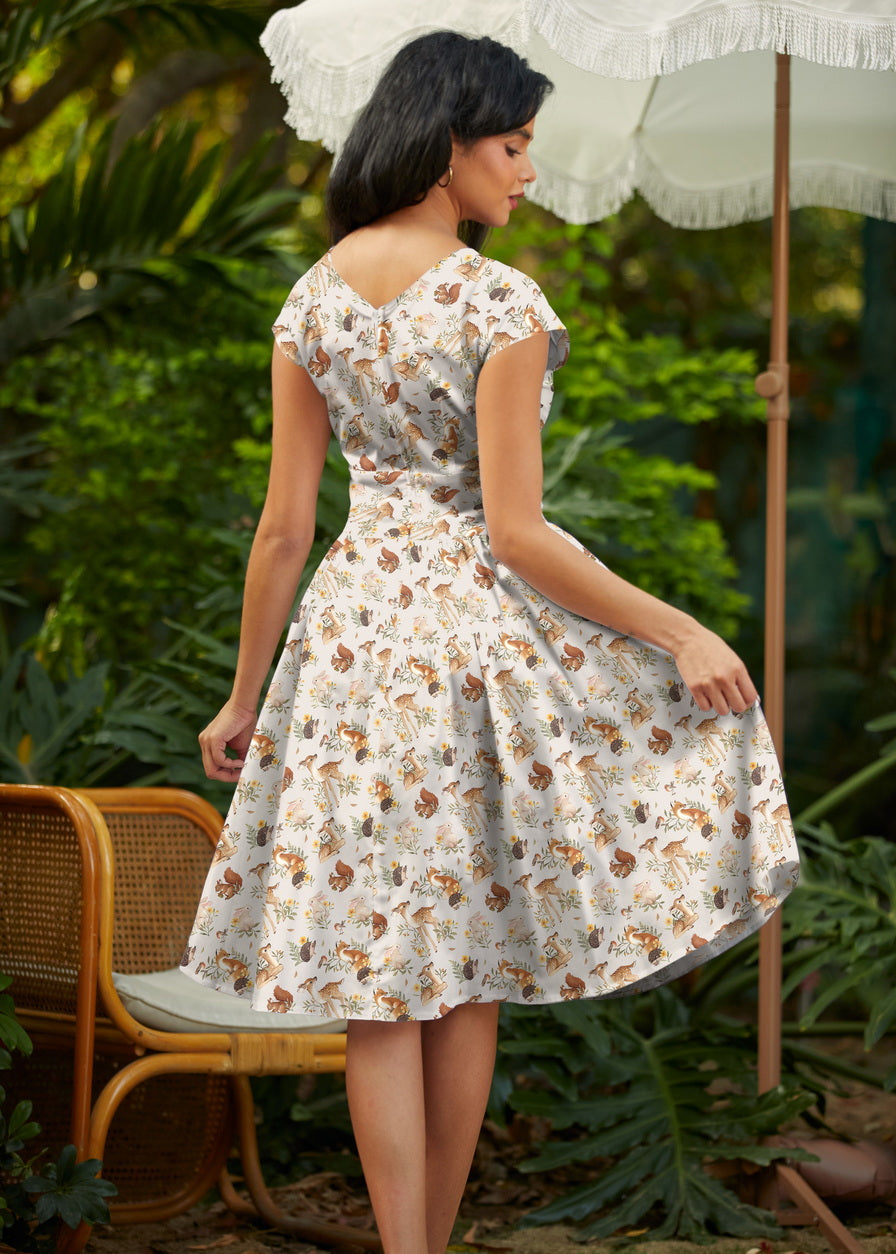 Greta Surplice Dress Woodland Animals