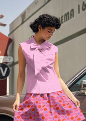 Vintage Style Bow Top in Pink Dots