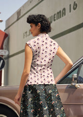 Vintage Style Bow Top in Hedgehog Print