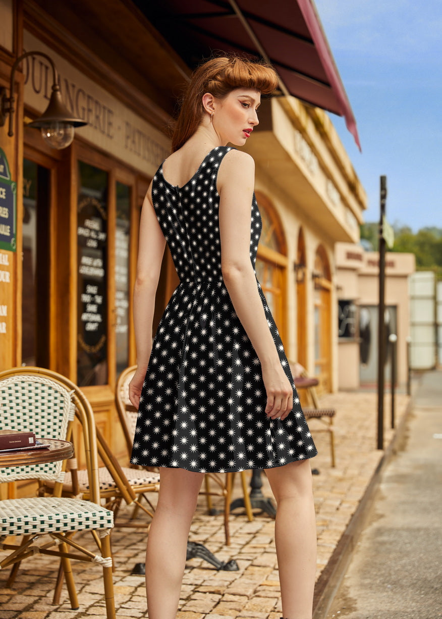Shorter Length Retro Fit & Flare Dress Starburst