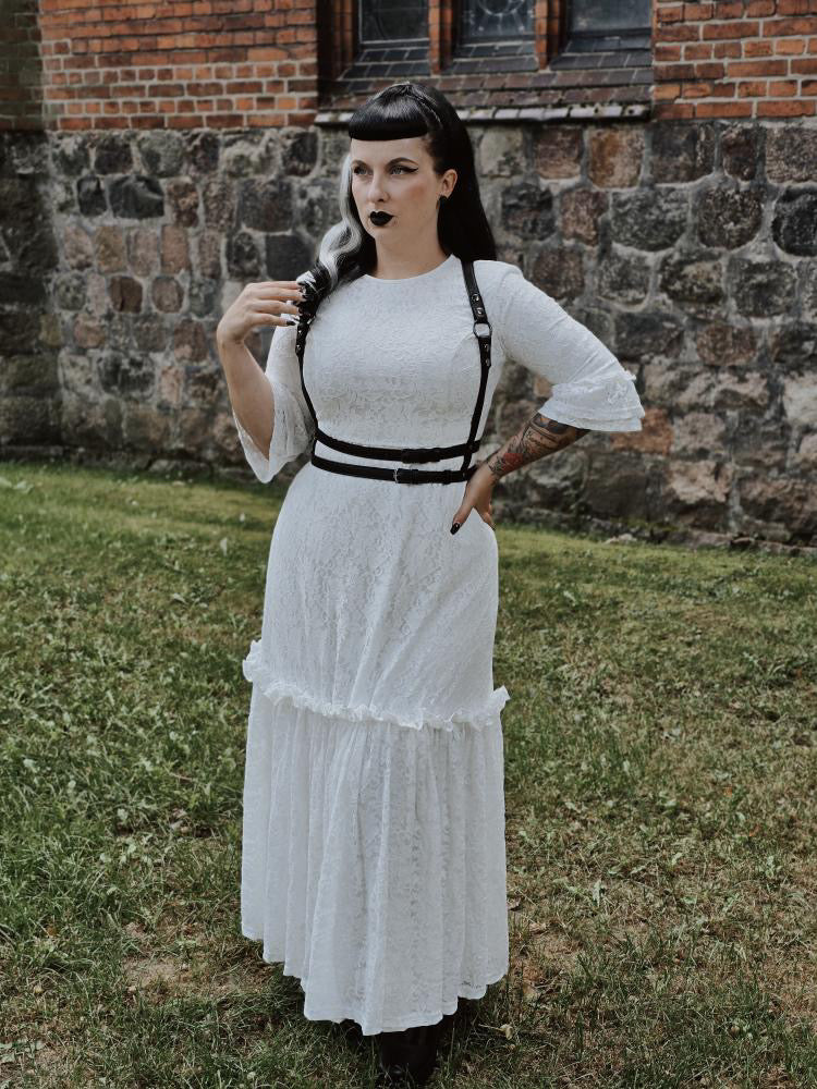 Mina - Ivory Floral Lace Bride of the Vampire Maxi Dress