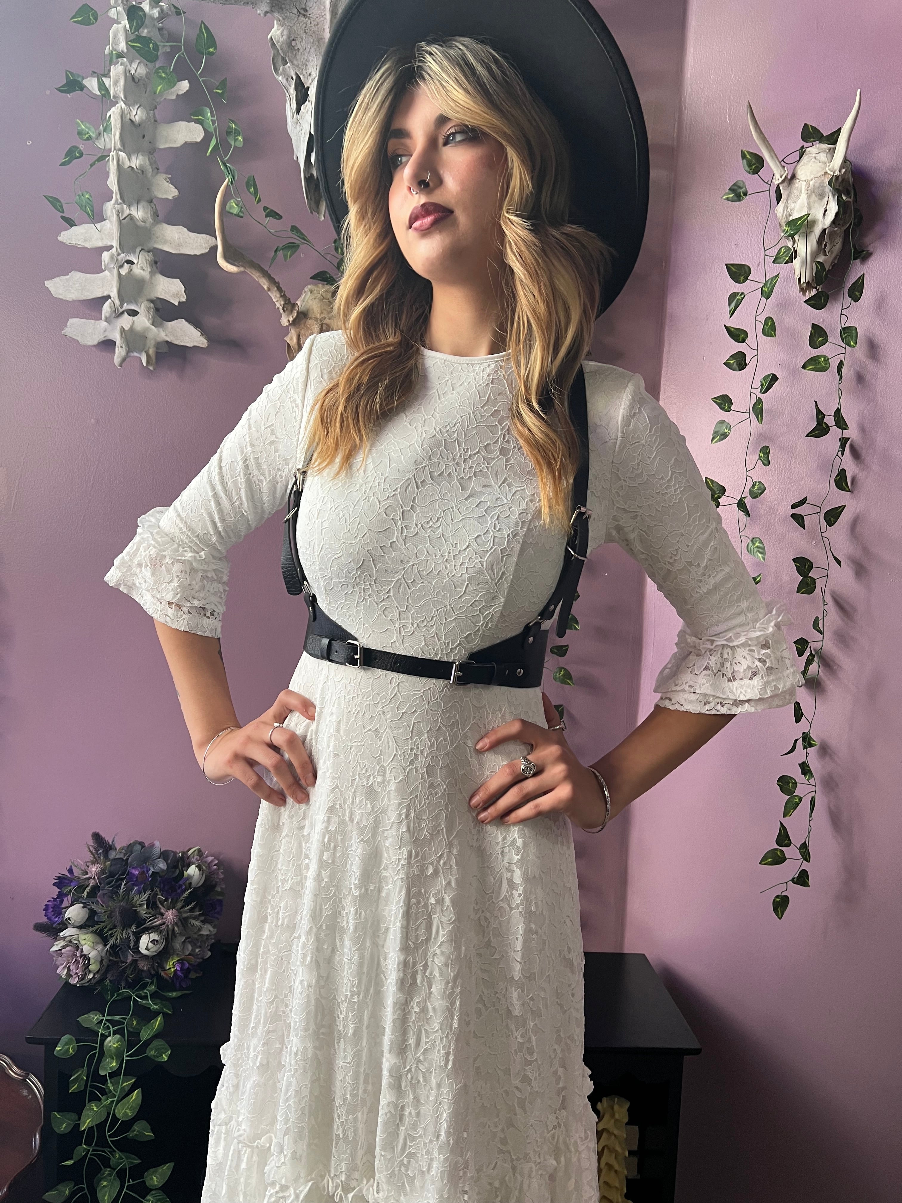 Mina - Ivory Floral Lace Bride of the Vampire Maxi Dress