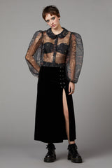 Sheer Gothic Puff Shoulder Blouse