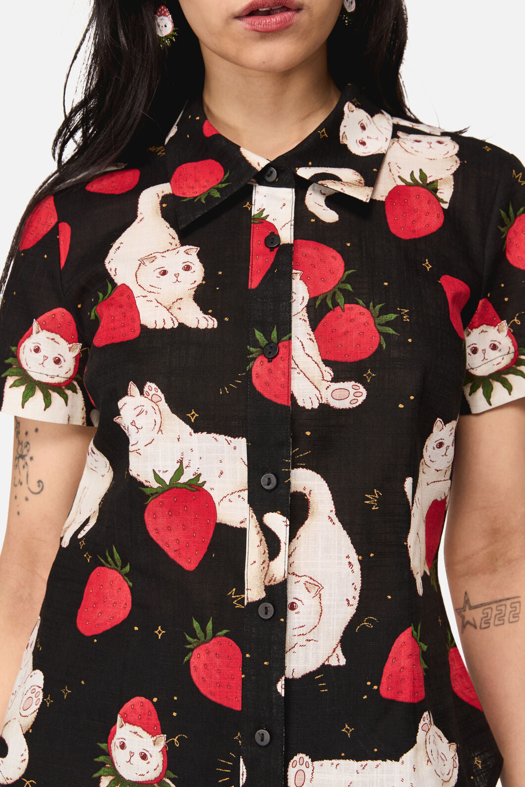 Strawberry Cat Repeat Blouse