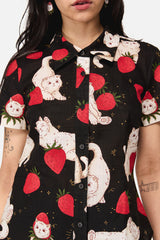Strawberry Cat Repeat Blouse