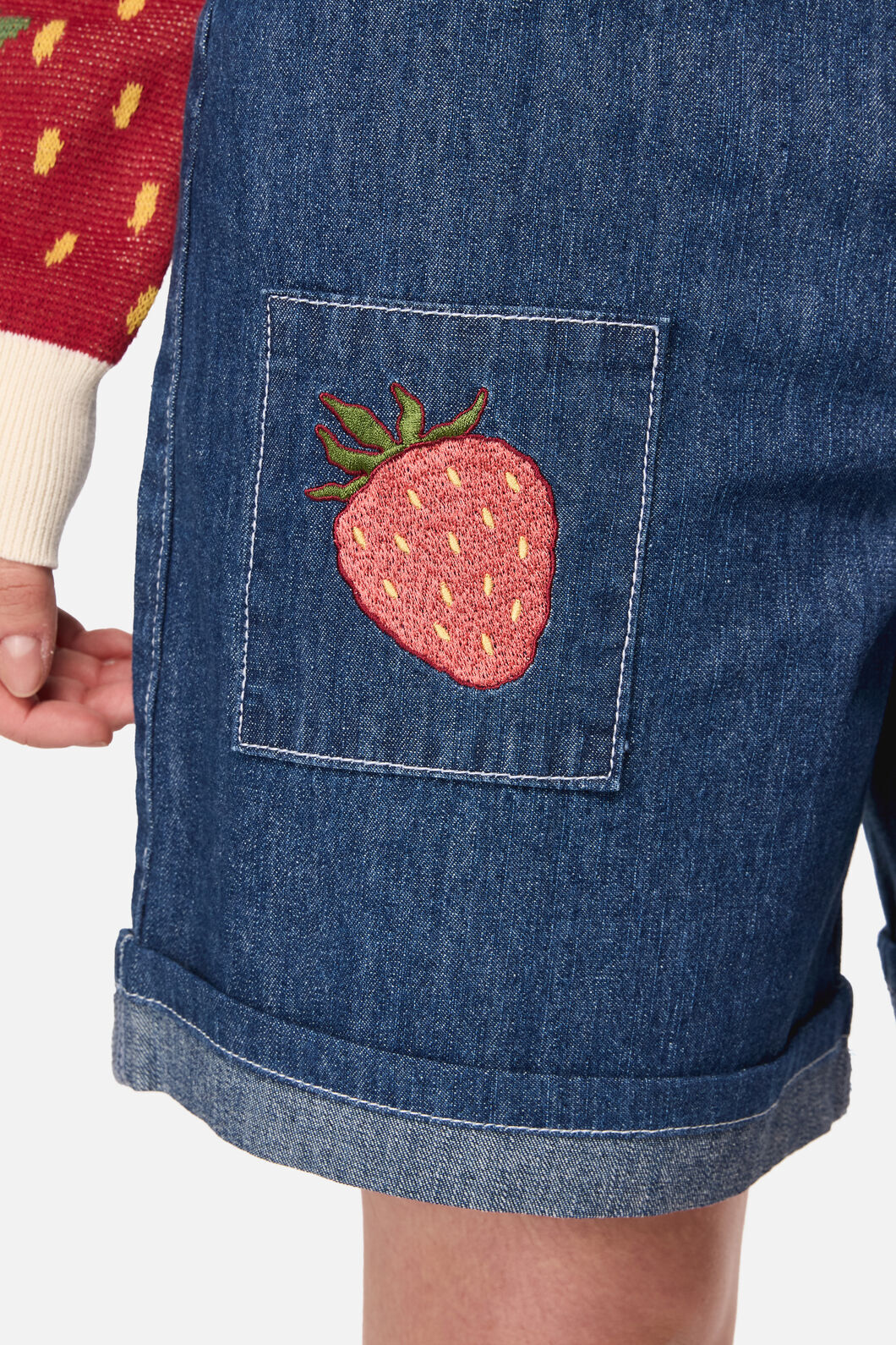 Strawberry Cat Embroidered Shorts