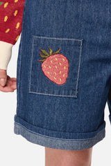 Strawberry Cat Embroidered Shorts