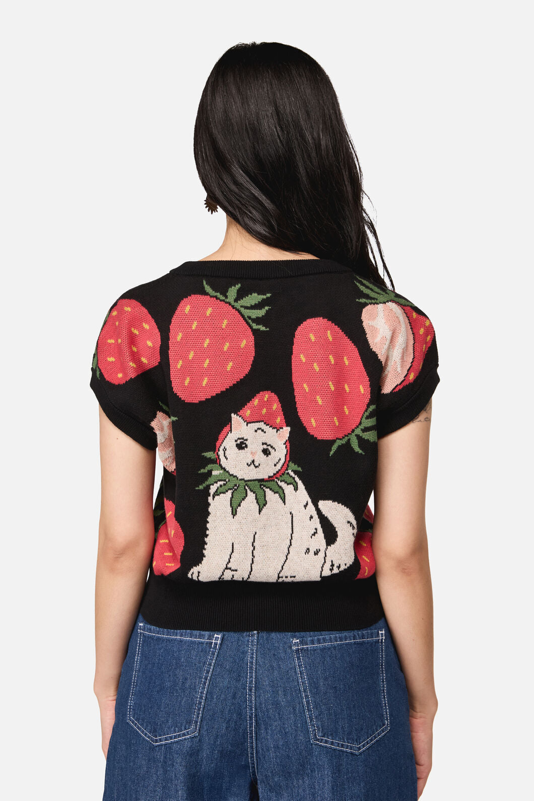 Strawberry Cat Knit Top