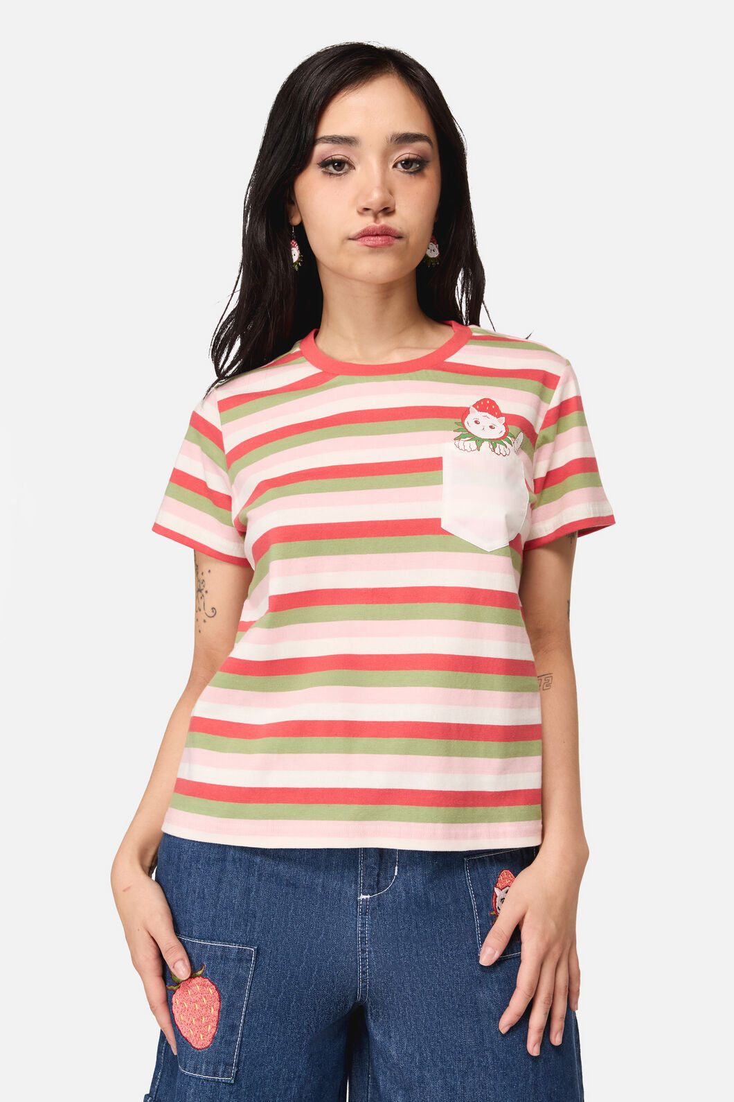 Strawberry Cat Pocket Tee