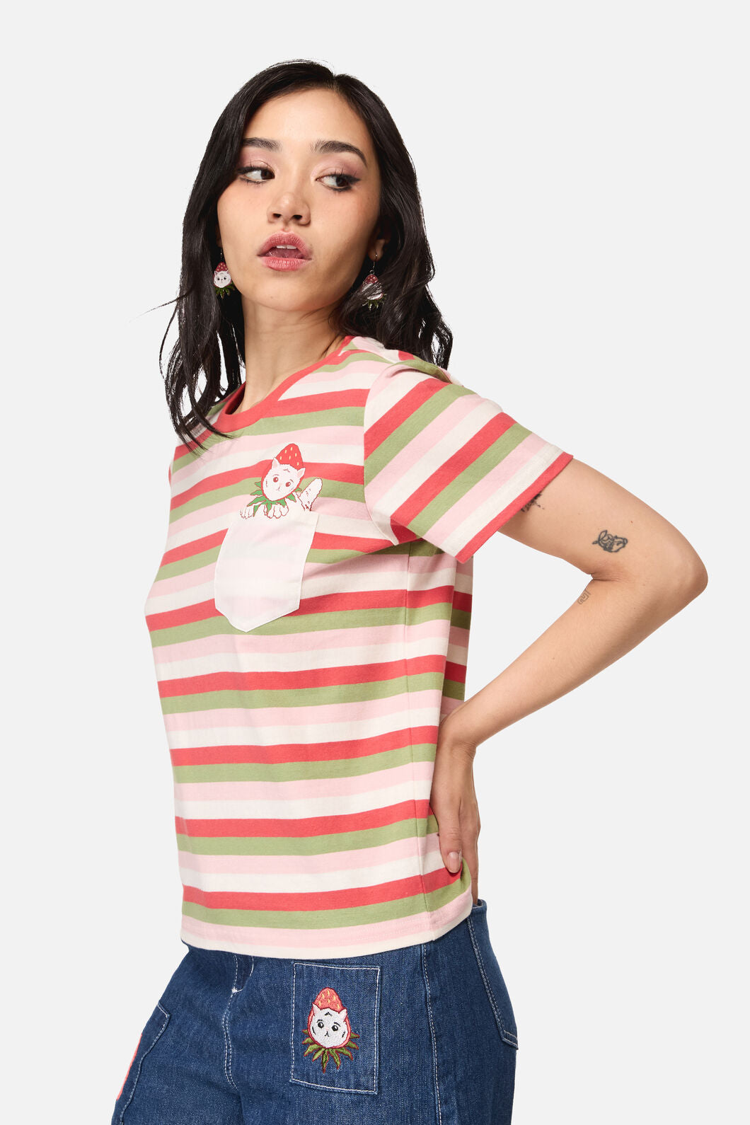 Strawberry Cat Pocket Tee