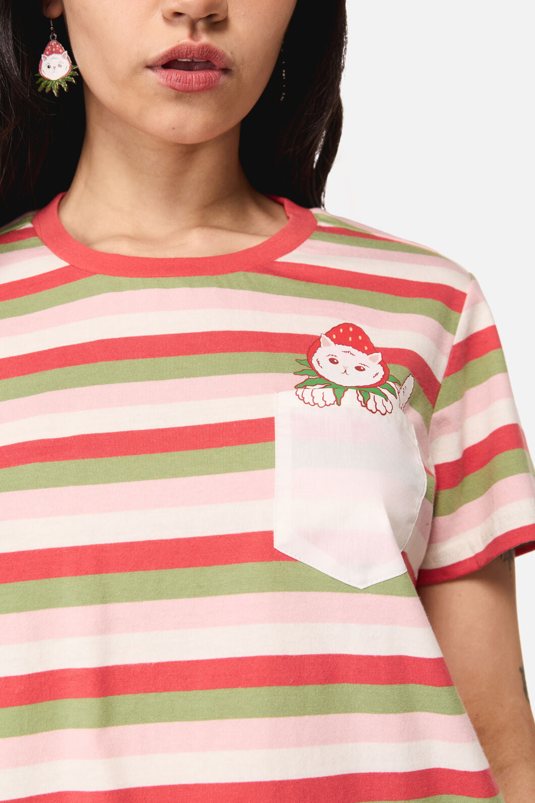 Strawberry Cat Pocket Tee