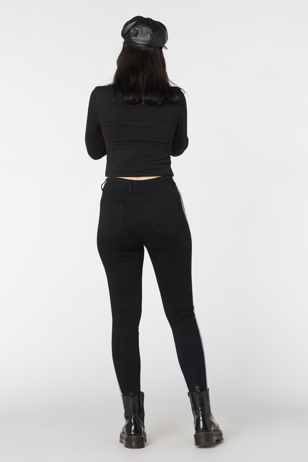Stretch Denim Rainbow Slim Fit Black Skinny Jeans