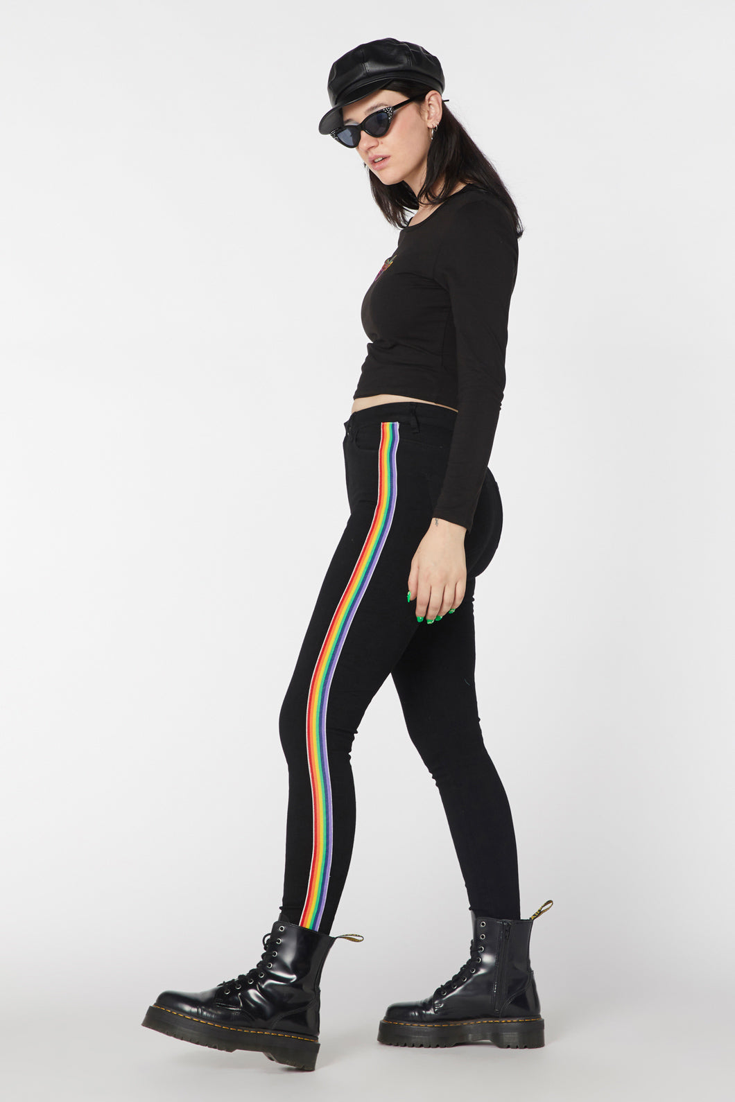 Stretch Denim Rainbow Slim Fit Black Skinny Jeans