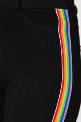 Stretch Denim Rainbow Slim Fit Black Skinny Jeans