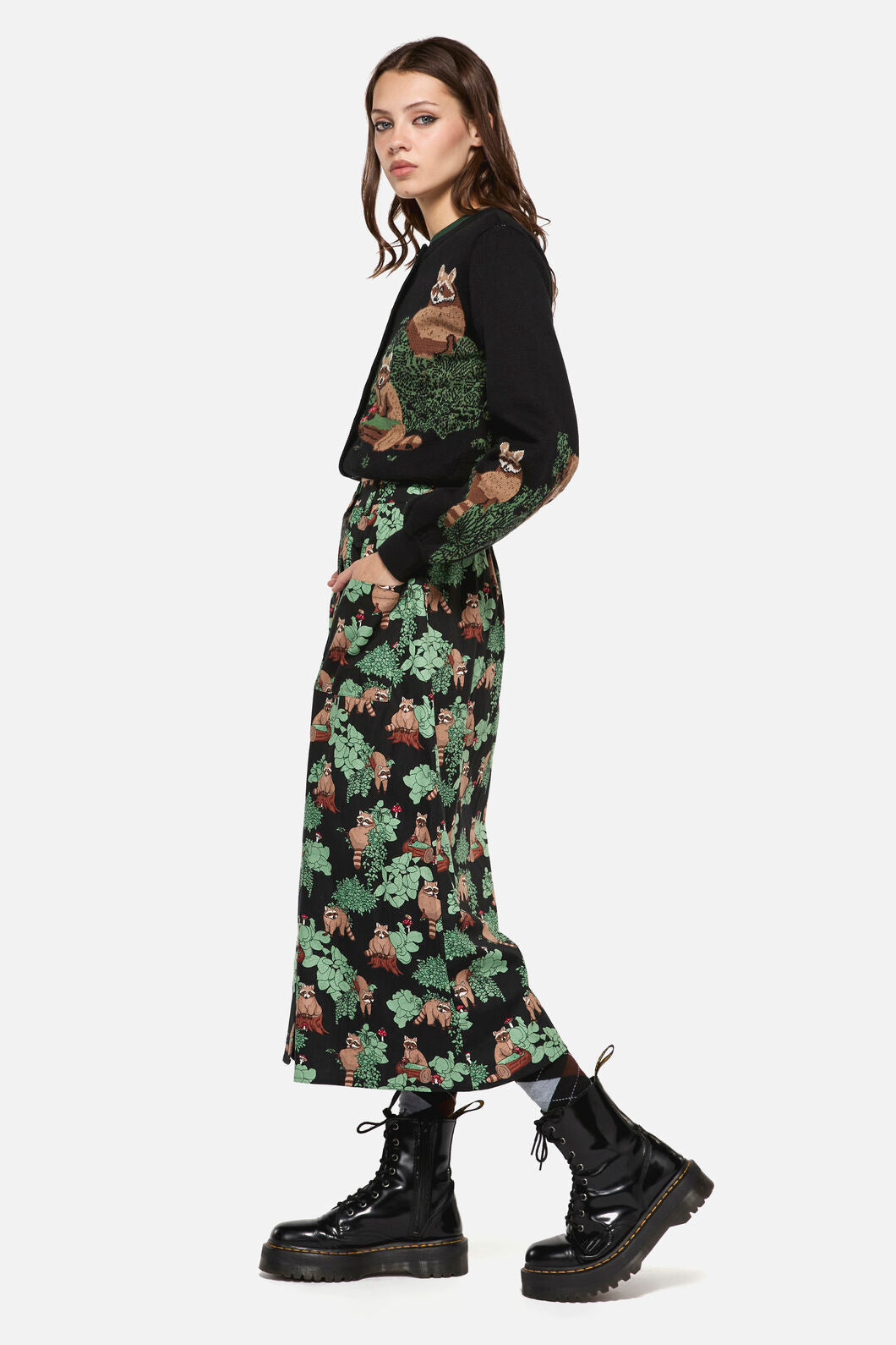 Haus Of Raccoon Print Skirt