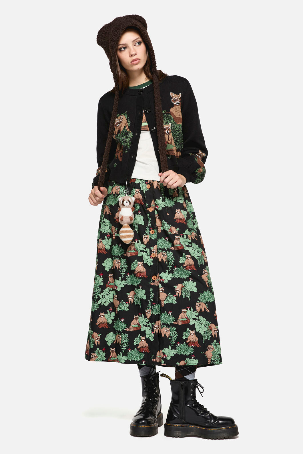 Haus Of Raccoon Print Skirt