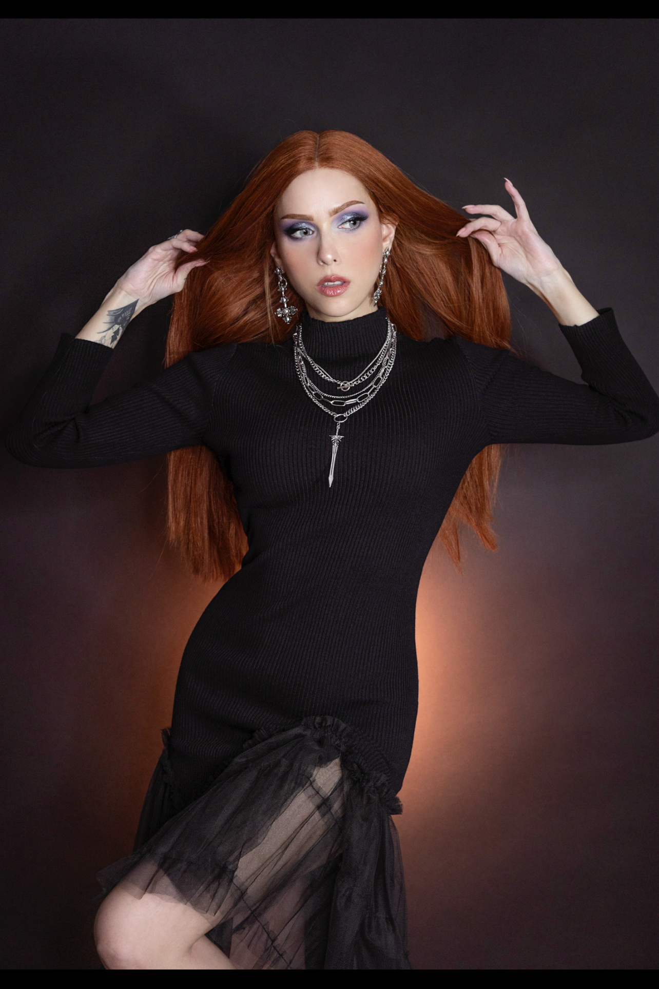 Beatrix - Curve Hugging Sweater Dress with Dreary Flared Hem
