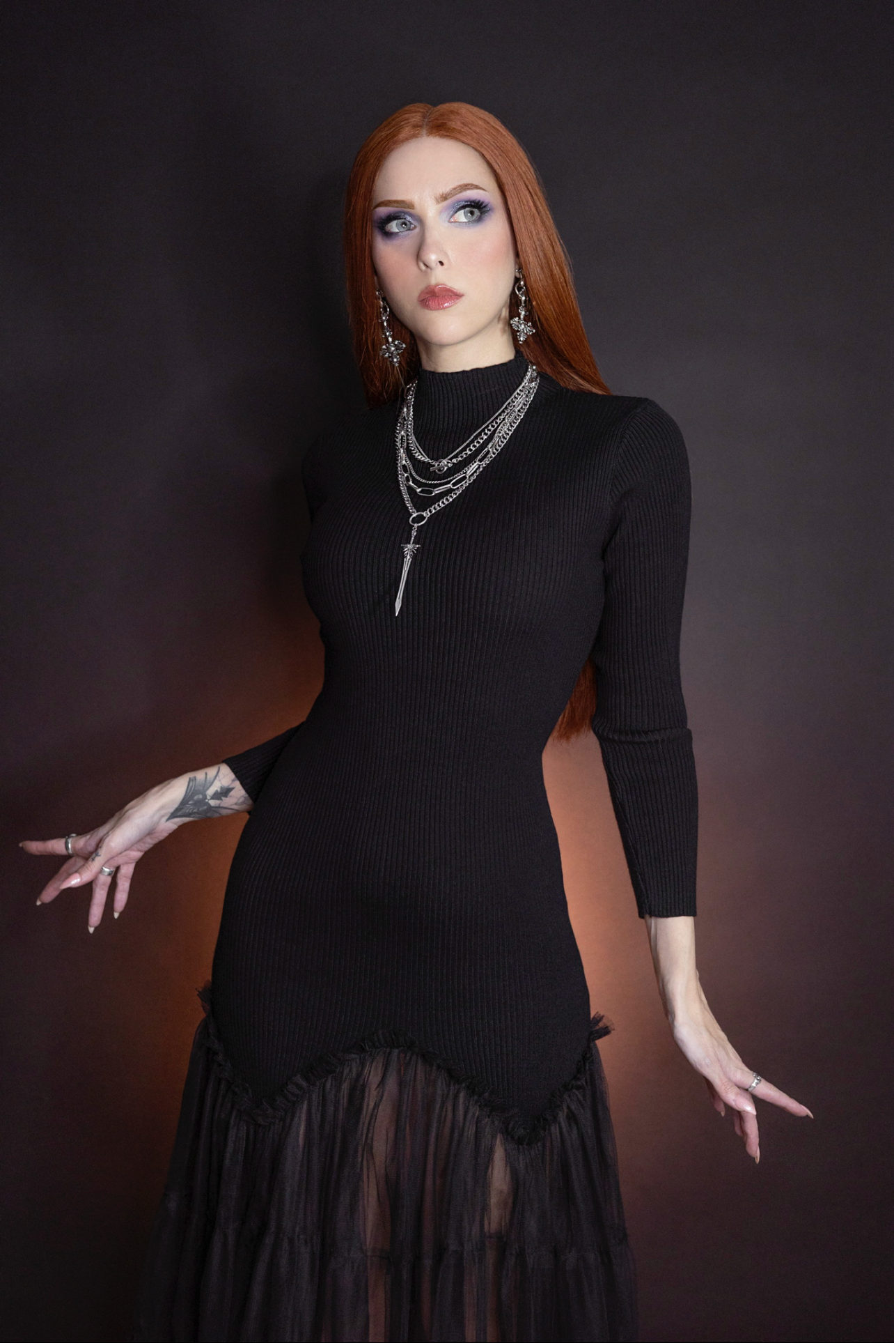 Beatrix - Curve Hugging Sweater Dress with Dreary Flared Hem
