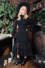 Beatrix - Curve Hugging Sweater Dress with Dreary Flared Hem