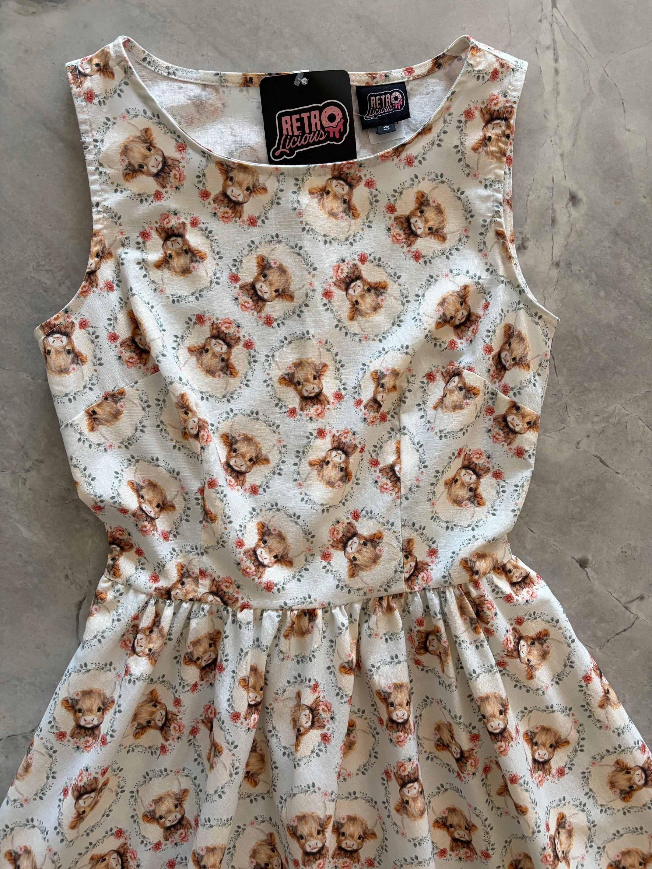 Vintage Style Midi Dress Cows