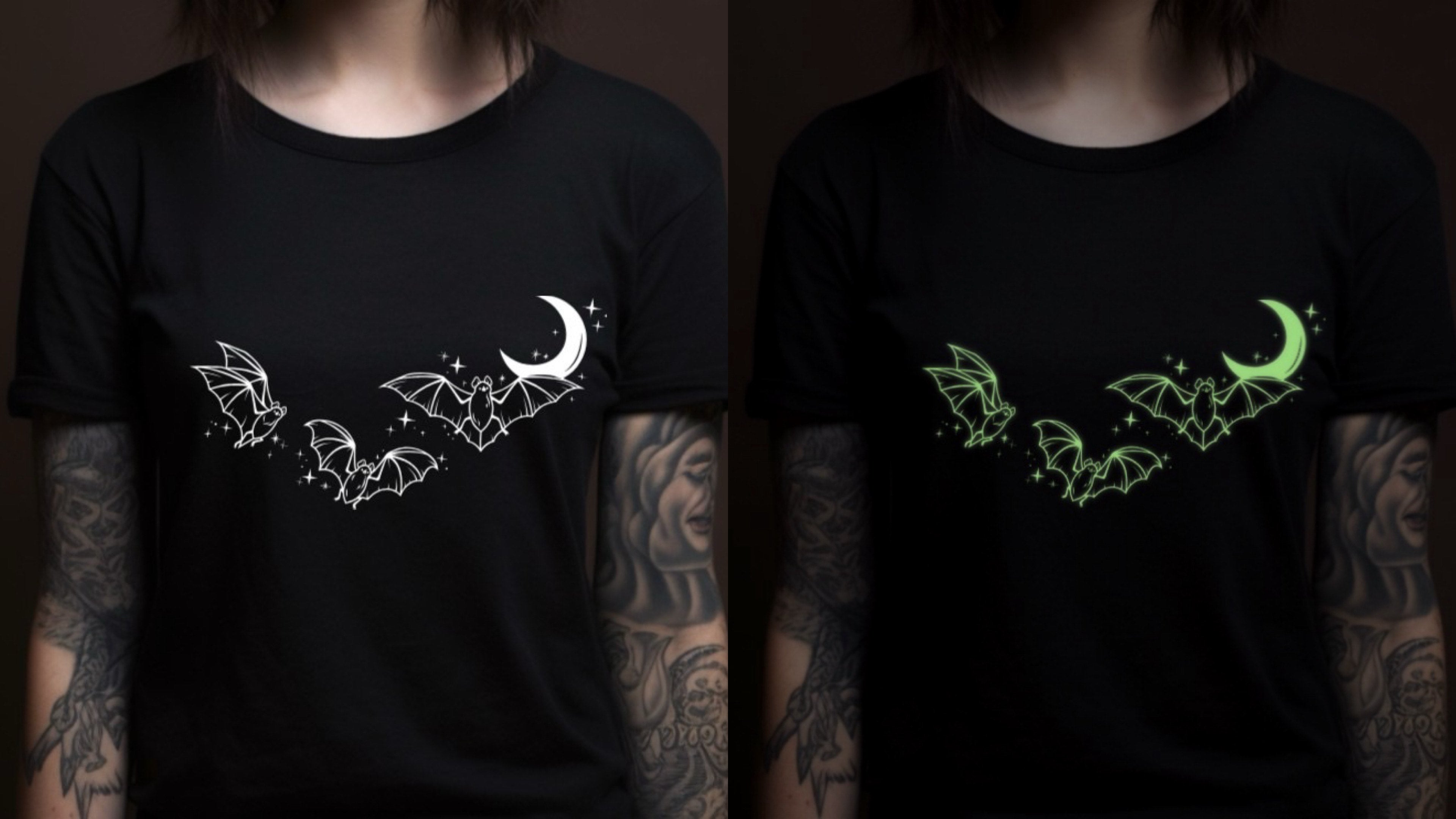 Batty Moon Glow in the Dark: T-Shirt, Pullover, Hoodie, Tank or Long Sleeve