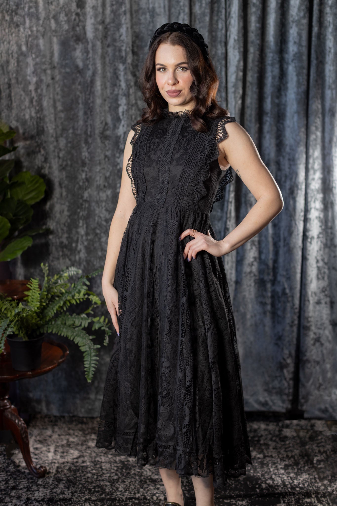 Arabella Gothic Lace Fit and Flare Dress