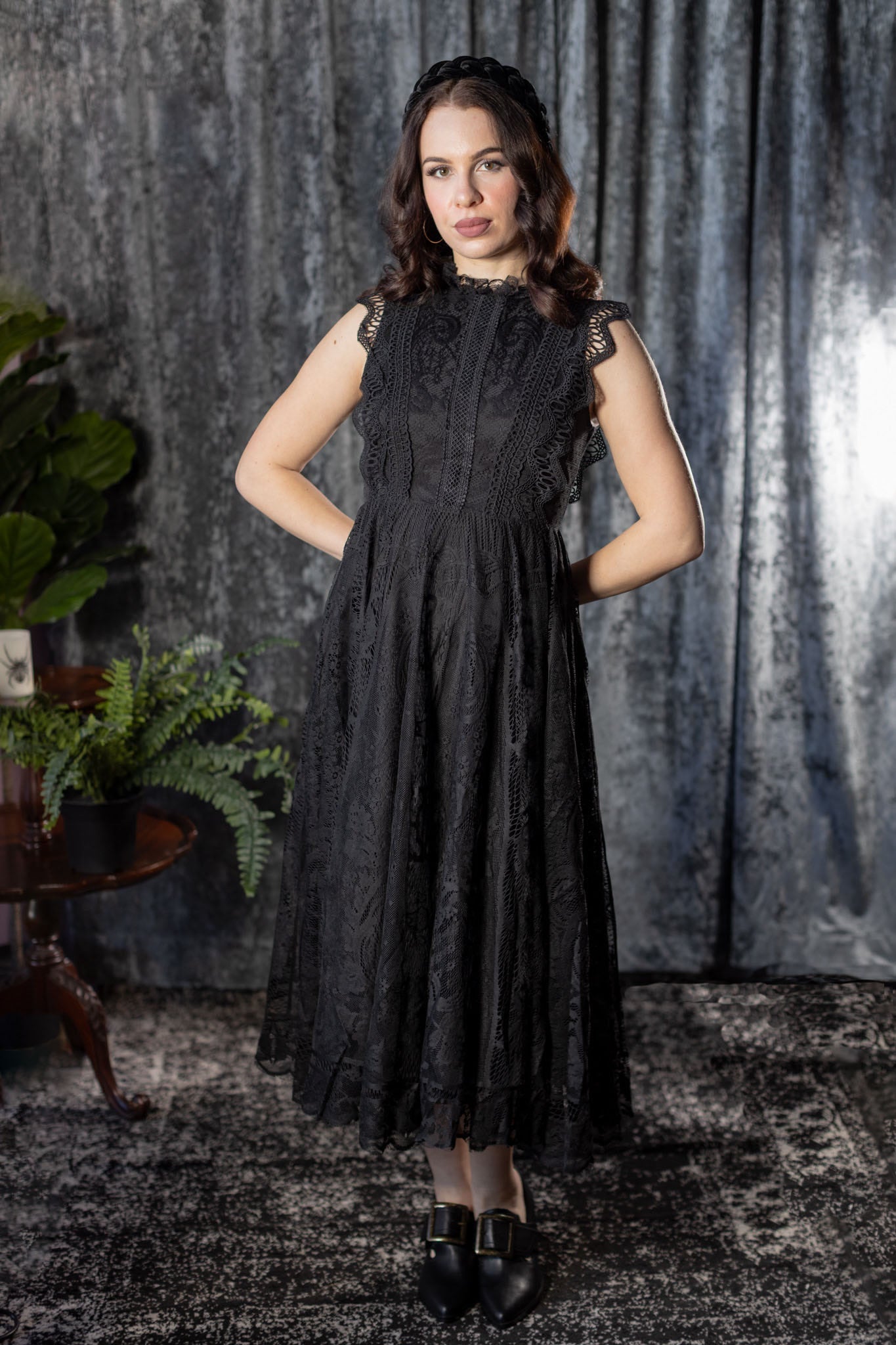 Arabella Gothic Lace Fit and Flare Dress