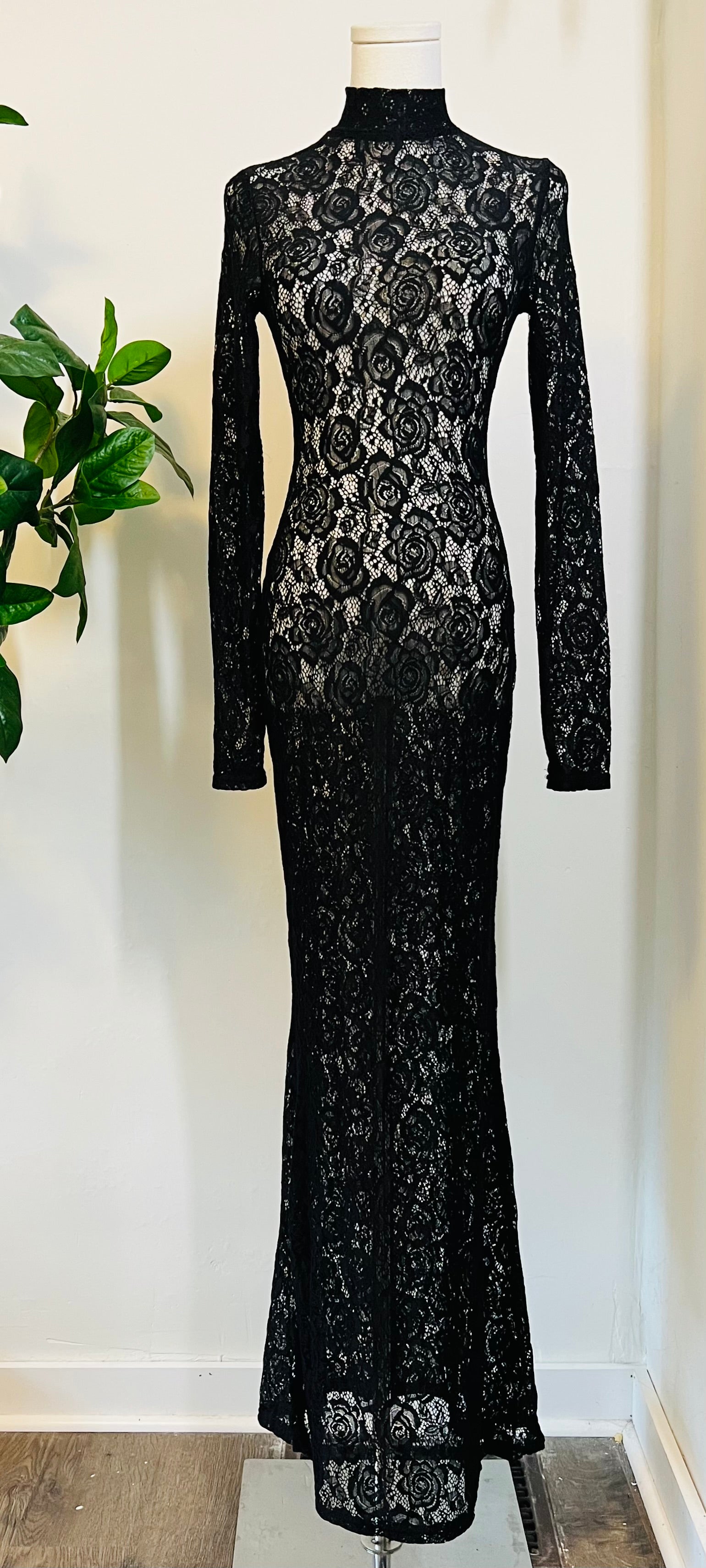 Persephone - Deadly Sheer Floral Lace Maxi Dress