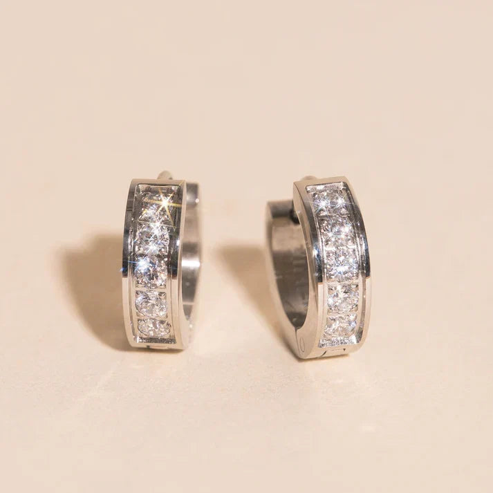 Crystal Chunky Huggie Hoop Earrings