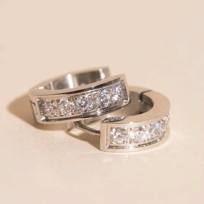 Crystal Chunky Huggie Hoop Earrings