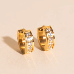 Crystal Chunky Huggie Hoop Earrings
