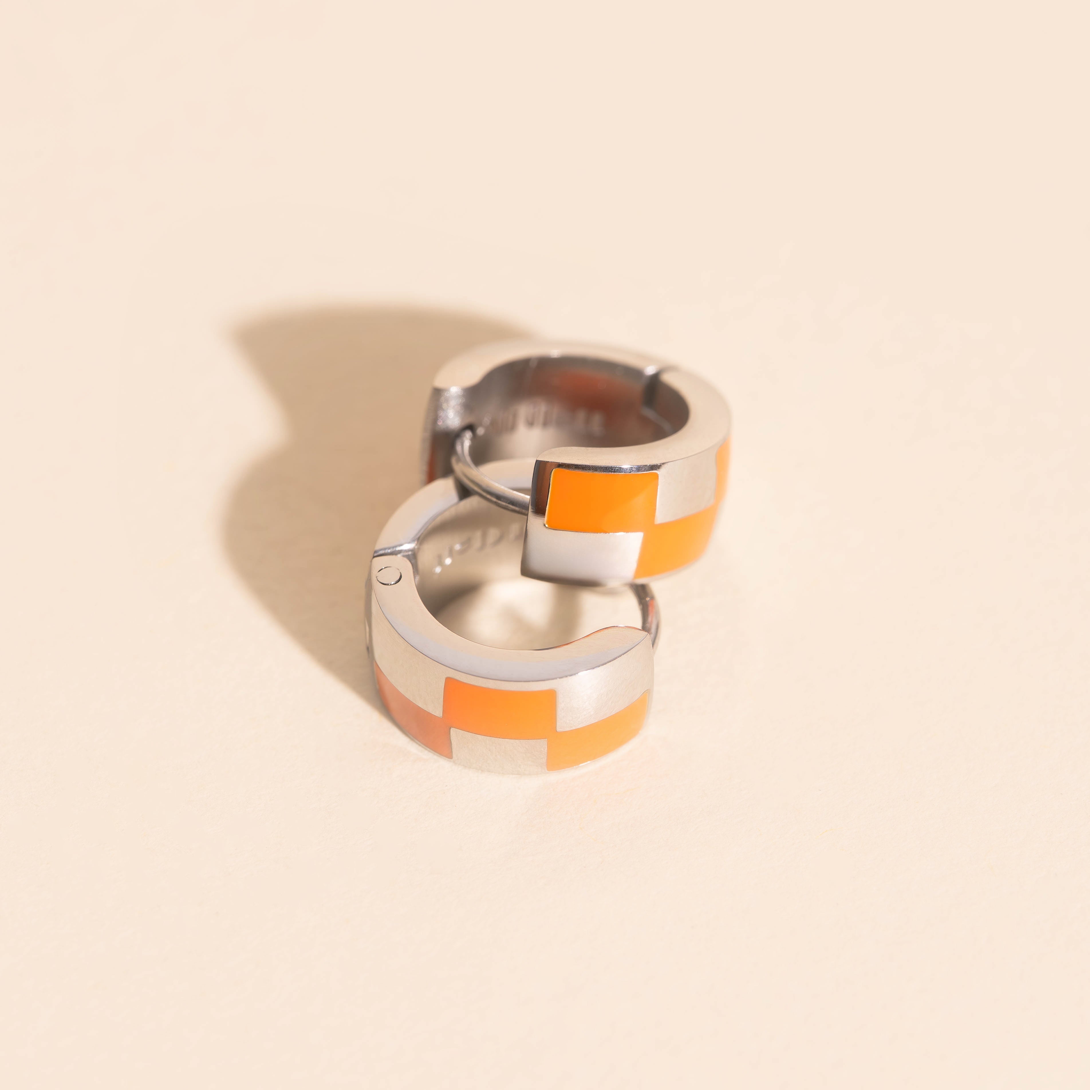 Checkered Rounded Super Chunky Huggie Hoop Earrings