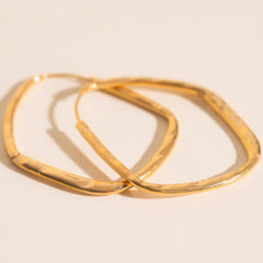 Titanium Hammered Oblong Huggie Hoop Earrings